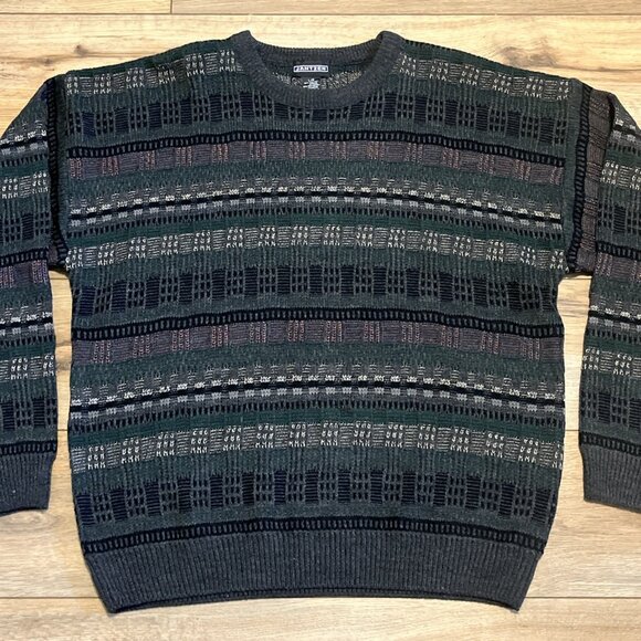 Men's VTG Jantzen Geometric Knit Sweater SZ LARGE Multicolor Grandpa Retro - Picture 2 of 12